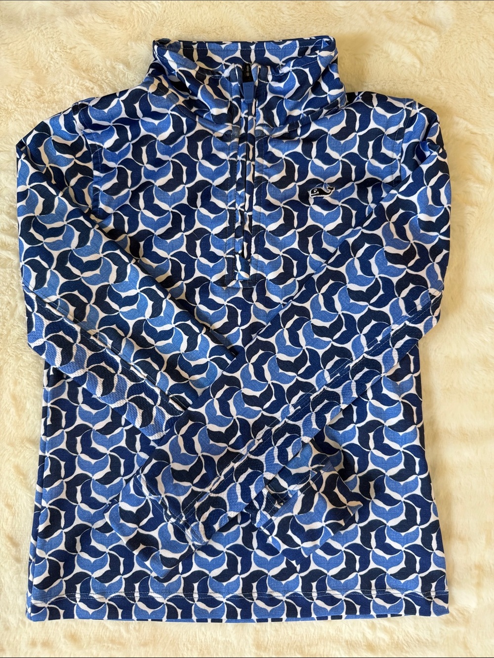 Vineyard Vines Navy & Royal Blue Patterned Quarter-Zip Pullover